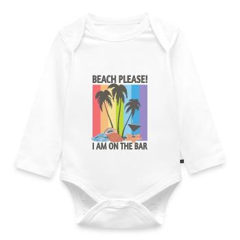Strand bitte - Baby Bio-Langarm-Body - Weiß - Vorne