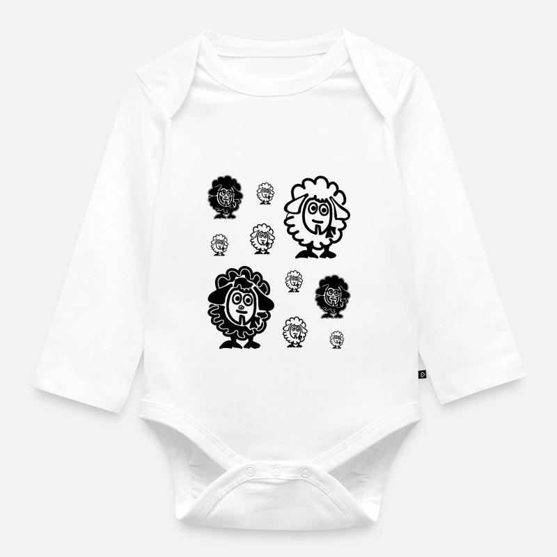 Troupeau de moutons blancs et de moutons noirs - Body Bébé bio manches longues - blanc