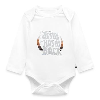 Jesus Has My Back 23 - Baby Bio-Langarm-Body - Weiß - Vorne