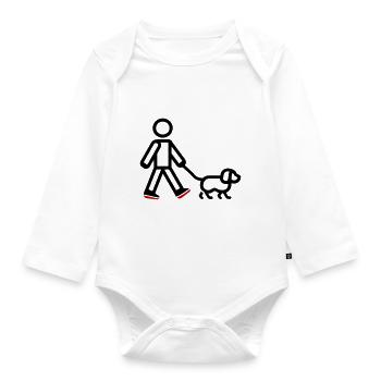 Gassi Gehen Hund - Baby Bio-Langarm-Body - Weiß - Vorne