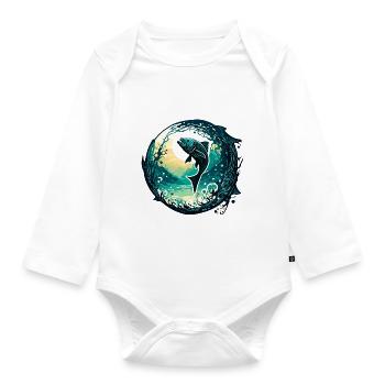 Angler Siluette / Fishing / Fish / Lake / Sport - Organic Longsleeve Baby Bodysuit - white - Front