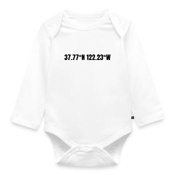 Oakland California United States Coordinates - Organic Longsleeve Baby Bodysuit - white - Front