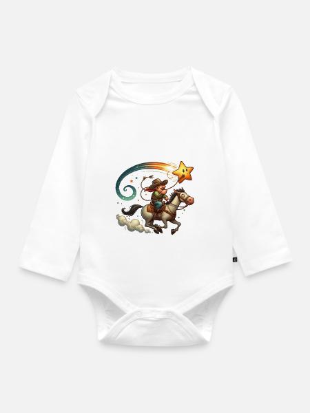 COWBOY LASSO - Baby Bio-Langarm-Body - Weiß