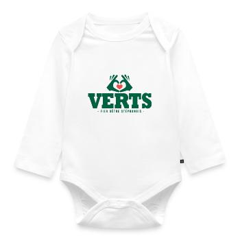 j aime les verts football stéphanois Saint étienne - Body Bébé bio manches longues - blanc - Devant