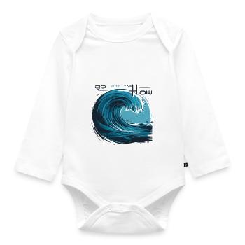 WAVE. OCEAN. GO WITH THE FLOW - Organic Longsleeve Baby Bodysuit - white - Front