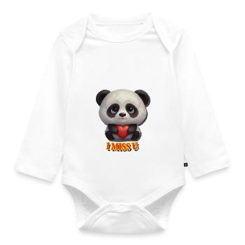 PANDA I MISS U - Baby Bio-Langarm-Body - Weiß - Vorne