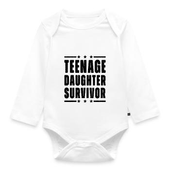 Teenage Daughter Survivor - Organic Longsleeve Baby Bodysuit - white - Front