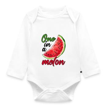 One In A Melon Funny Melon Summer - Organic Longsleeve Baby Bodysuit - white - Front