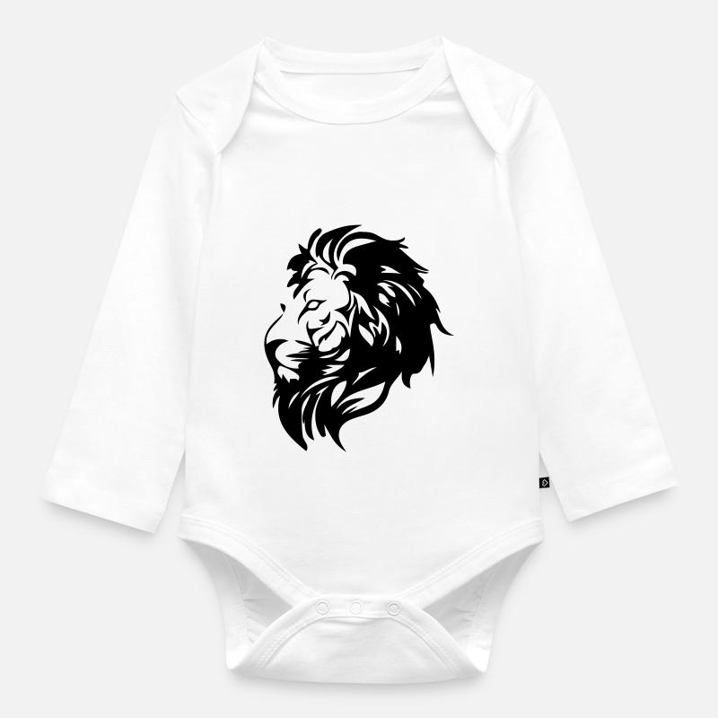 Lion - Body Bébé bio manches longues - blanc