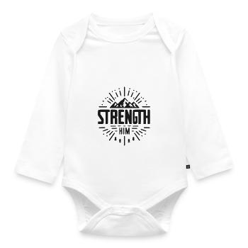 Strength in Him - Organic Longsleeve Baby Bodysuit - white - Front