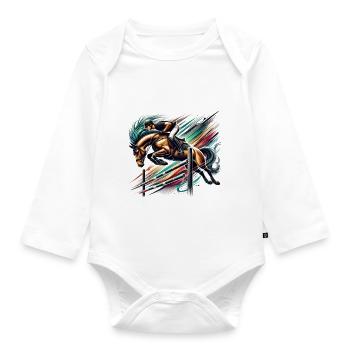Springreiter - Baby Bio-Langarm-Body - Weiß - Vorne