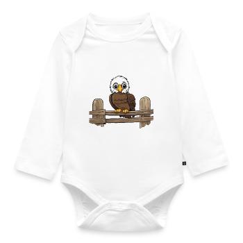Lustiger Adler Pauli auf Zaun Comic T-Shirt Design - Baby Bio-Langarm-Body - Weiß - Vorne
