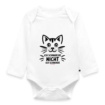 Ich schnarche nicht Ich schnurre - Baby Bio-Langarm-Body - Weiß - Vorne