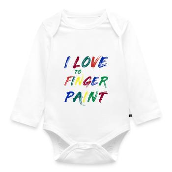 I'M PAINT - I Love to Finger Paint – Finger Paints - Organic Longsleeve Baby Bodysuit - white - Front