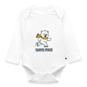 BÄREN, VIEL SPASS - Baby Bio-Langarm-Body - Weiß - Vorne