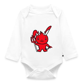 Hase Teufel Dämon Böse Satan Hölle Dreizack Kostüm - Baby Bio-Langarm-Body - Weiß - Vorne