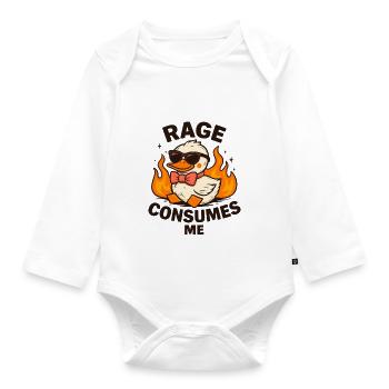 Rage Consumes Me - Sunglasses Duck on Flames - Organic Longsleeve Baby Bodysuit - white - Front