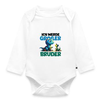 Announcing offspring | I'm going to be a big brother in 2026 - Organic Longsleeve Baby Bodysuit - white - Front