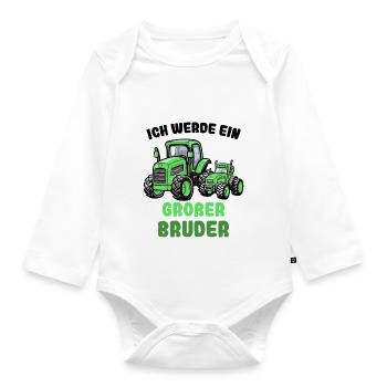Announcing offspring | I'm going to be a big brother in 2026 - Organic Longsleeve Baby Bodysuit - white - Front