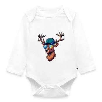 Cool Deer Deer Head Hunter Hunting Wild Forest - Organic Longsleeve Baby Bodysuit - white - Front