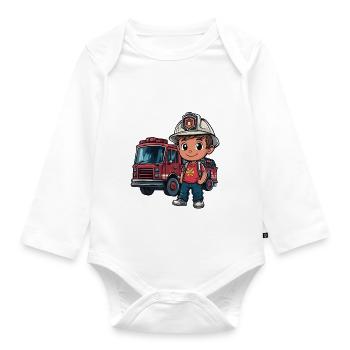 Kinder Feuerwehr - Baby Bio-Langarm-Body - Weiß - Vorne