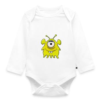 Monsters from outer space - Organic Longsleeve Baby Bodysuit - white - Front