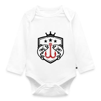 Fish Hook Fish Icon - Organic Longsleeve Baby Bodysuit - white - Front