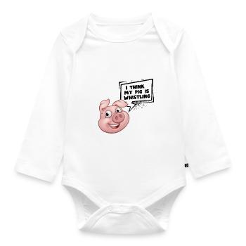 Sprüche: Pig - Baby Bio-Langarm-Body - Weiß - Vorne