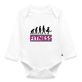 Evolution Fitness Frau Cooles Geschenk - Baby Bio-Langarm-Body - Weiß - Vorne