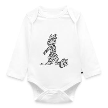 Erste Hilfe Bunny - Baby Bio-Langarm-Body - Weiß - Vorne