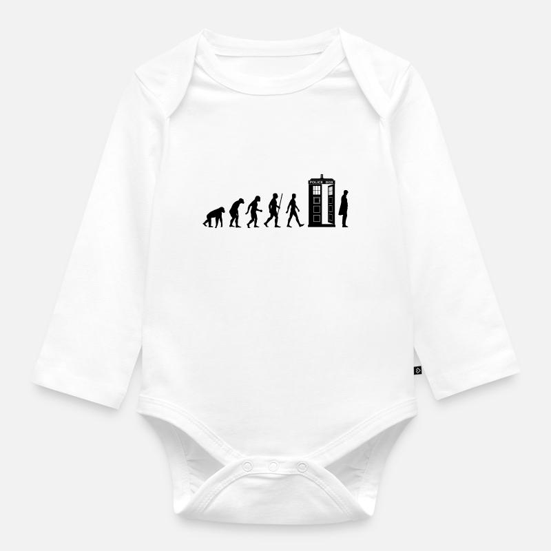 Evolution Tardis - Organic Longsleeve Baby Bodysuit - white