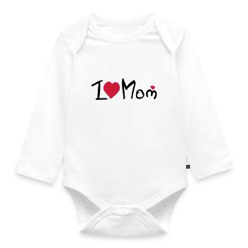 I heart Mom - Organic Longsleeve Baby Bodysuit - white - Front