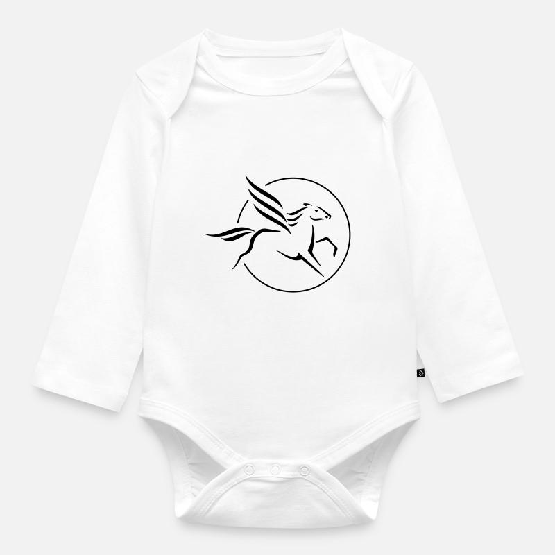 Pégase en cercle - Body Bébé bio manches longues - blanc