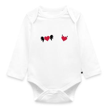 Herz Engel Teufel - Baby Bio-Langarm-Body - Weiß - Vorne