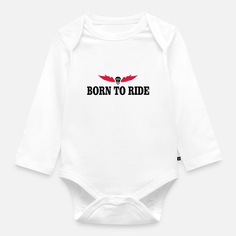biker - Organic Longsleeve Baby Bodysuit - white