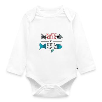 plastic kills - so kill plastic - Organic Longsleeve Baby Bodysuit - white - Front