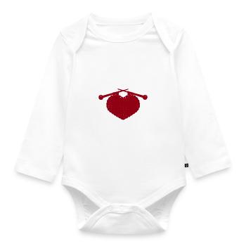 Coeur tricoté - Body Bébé bio manches longues - blanc - Devant