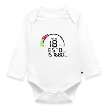 birthday counter years 18 years - Organic Longsleeve Baby Bodysuit - white - Front