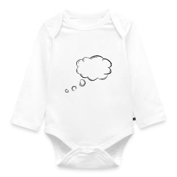 Thought bubble customizable with sentences or words - Organic Longsleeve Baby Bodysuit - white - Front