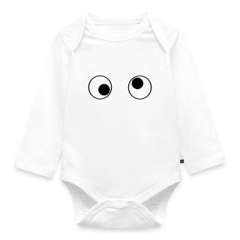 Funny eyes - Organic Longsleeve Baby Bodysuit - white - Front