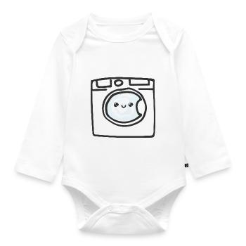 Waschmaschine - Baby Bio-Langarm-Body - Weiß - Vorne