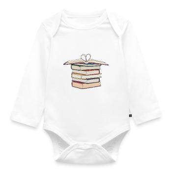 Stack drawing of | books Drawing Books - Organic Longsleeve Baby Bodysuit - white - Front