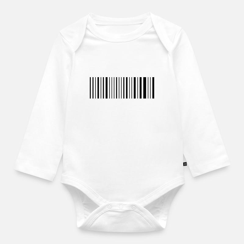 Barcode - Organic Longsleeve Baby Bodysuit - white