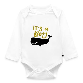 Baby Its a Boy Es ist ein Junge Birthday - Baby Bio-Langarm-Body - Weiß - Vorne