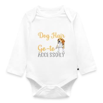 Beagle Hundehaar Ist Mein Accessoire Lustige - Baby Bio-Langarm-Body - Weiß - Vorne