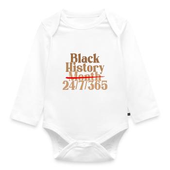 Black History Month 24/7/365 - Organic Longsleeve Baby Bodysuit - white - Front