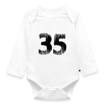35 number jersey - Organic Longsleeve Baby Bodysuit - white - Front