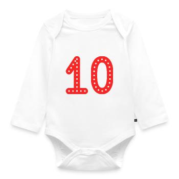 10 YEARS. 10th ANNIVERSARY. ANNIVERSARY 10 YEARS. 10 - Organic Longsleeve Baby Bodysuit - white - Front