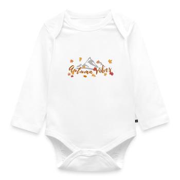 Autumn Vibes | Herbst | Laub | Berge - Baby Bio-Langarm-Body - Weiß - Vorne
