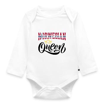 Norwegische Königin Norwegen Norwegische Flagge - Baby Bio-Langarm-Body - Weiß - Vorne